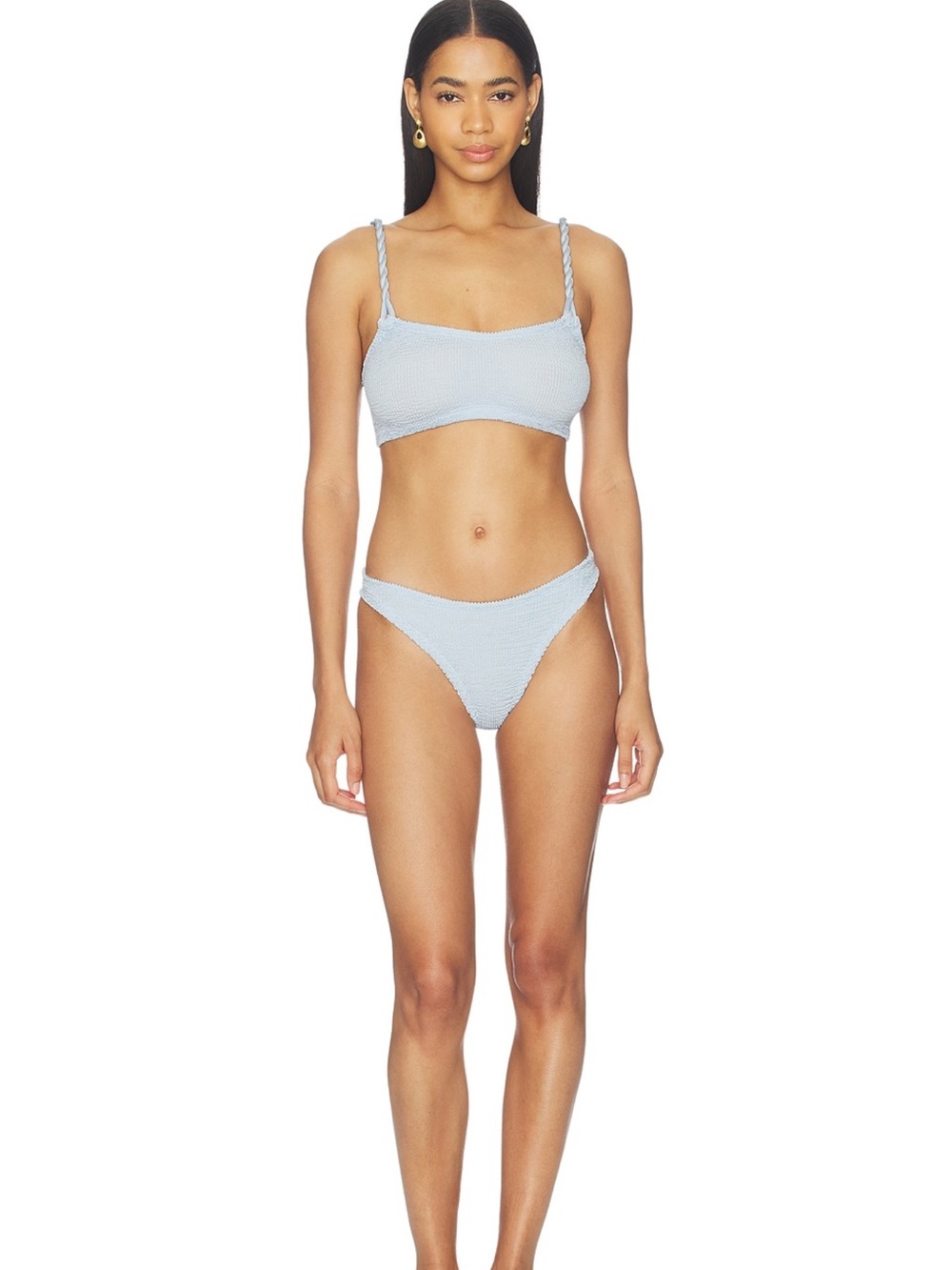 Hunza G Phoebe Bikini in Metallic Ice Blue